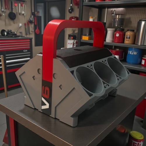 Nosidło na napoje w kształcie silnika V6