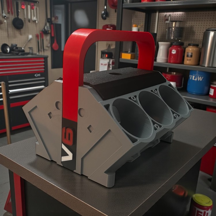 Nosidło na napoje w kształcie silnika V6