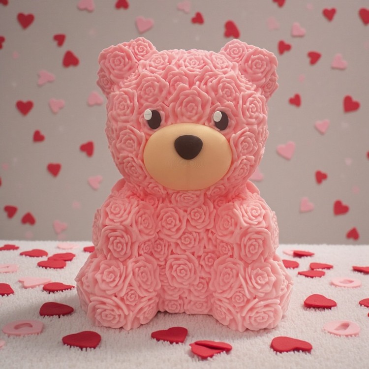 Różowy miś w różyczki