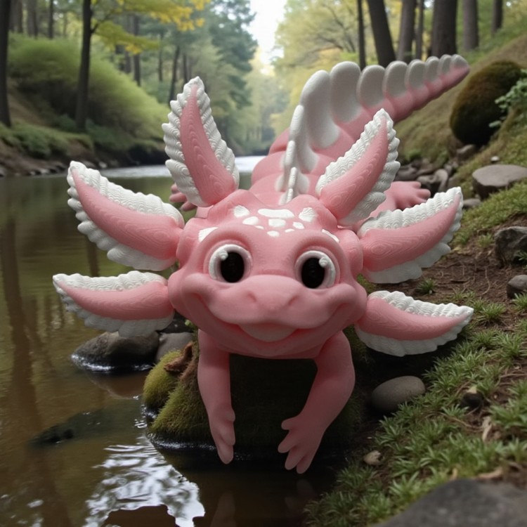 Różowy ruchomy aksolotl