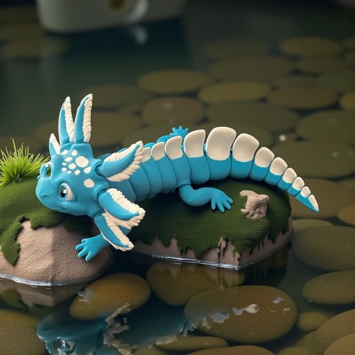 Niebieski ruchomy aksolotl