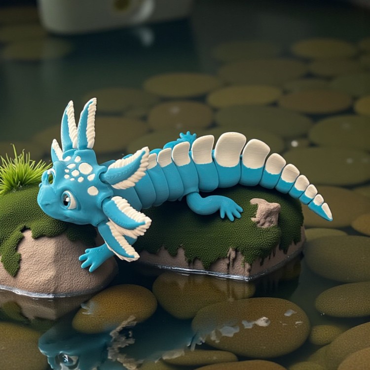 Niebieski ruchomy aksolotl