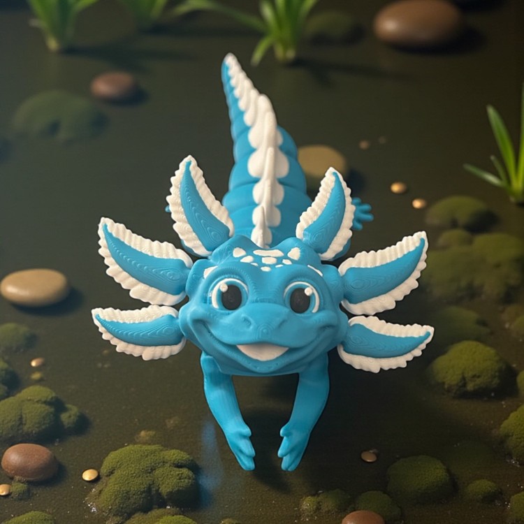Niebieski ruchomy aksolotl
