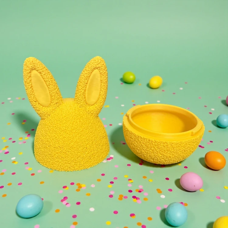 Otwierane jajko z uszami zająca - Żółte