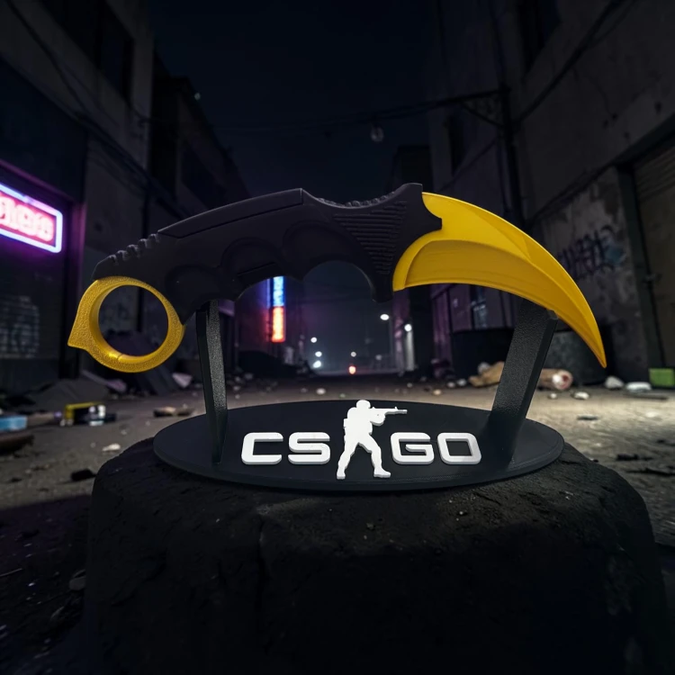 Nóż Karambit (GOLD) Dekoracja CSGO i CS2 Druk 3D