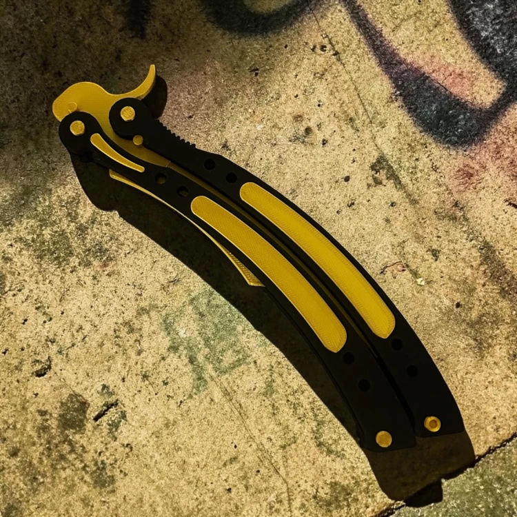 Nóż motylkowy (butterfly) (GOLD) Dekoracja CSGO i CS2 Druk 3D