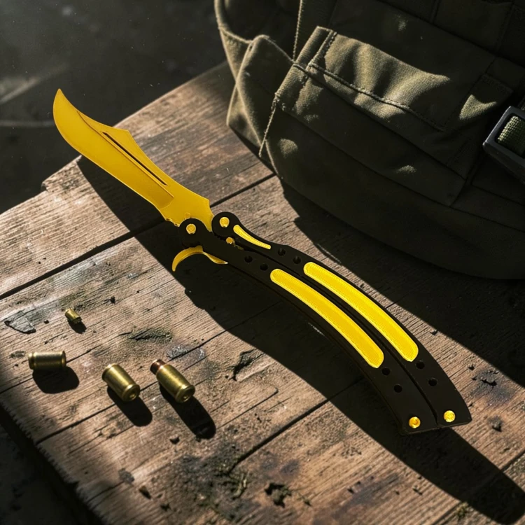 Nóż motylkowy (butterfly) (GOLD) Dekoracja CSGO i CS2 Druk 3D