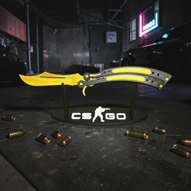 Nóż motylkowy (butterfly) (GOLD) Dekoracja CSGO i CS2 Druk 3D