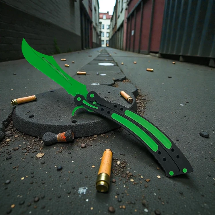 Nóż motylkowy (butterfly) (EMERALD) Dekoracja CSGO i CS2 Druk 3D