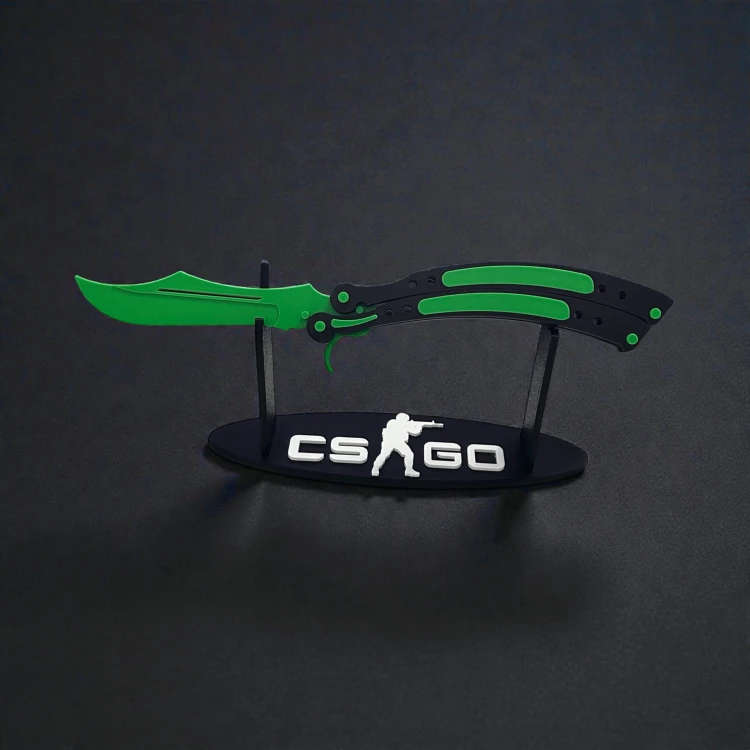 Nóż motylkowy (butterfly) (EMERALD) Dekoracja CSGO i CS2 Druk 3D